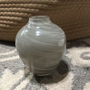 Hand Blown Grey and White Swirled Vase